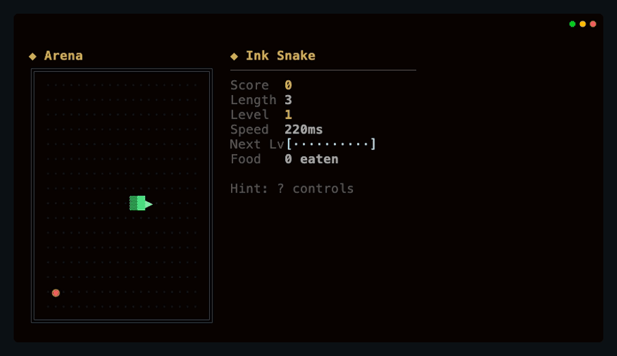 Snake terminal screenshot